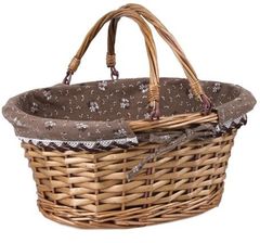 Zdjęcie BRĄZOWY KOSZYK WIKLINOWY ZE SKŁADANYMI UCHWYTAMI 35x27x15/30 cm - Ustroń