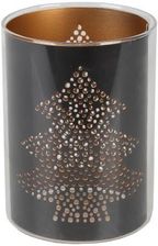 Zdjęcie LAMPION SZKLANY Z CZARNYM METALOWYM WKŁADEM W CHOINKI 9x9x12 cm - Trzebinia