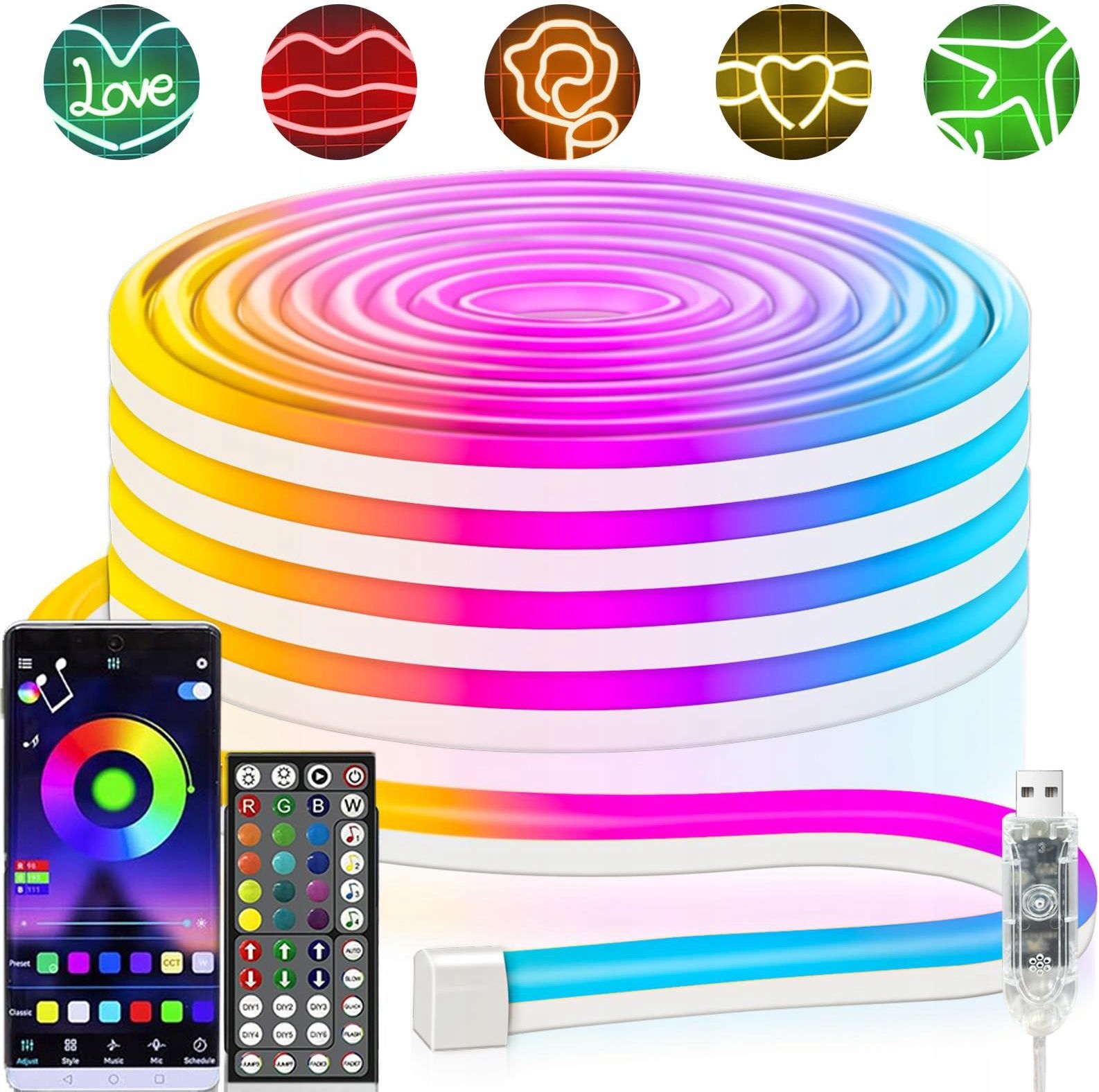 Rgb Strip Remoteapp Led Strip 5M Rgb Waterproof Led Strip Remote Control App Control ...
