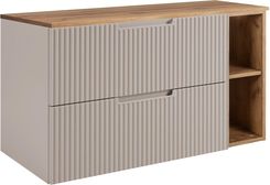 Zdjęcie Rodan Zestaw Mebli Łazienkowych Vena Z Szafką Podumywalkową 80Cm Kaszmir Otwartą I Blatem 100 Dąb Craft Złoty - Lubań