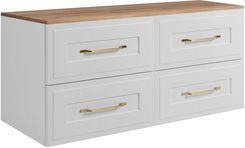 Zdjęcie Rodan Zestaw Mebli Łazienkowych Classic Z Szafkami Podumywalkowymi 80Cm Biały Blatem 160Cm Dąb Craft Złoty - Lubań