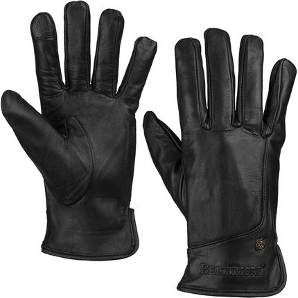 Rękawiczki skórzane damskie czarne polar touch finger na dotyk BELTIMORE K40