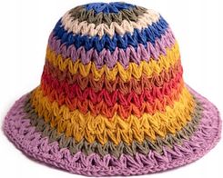 Kapelusz Damski Bucket Pleciony MULTIKOLOR Ażurowy Letni Plażowy Składany