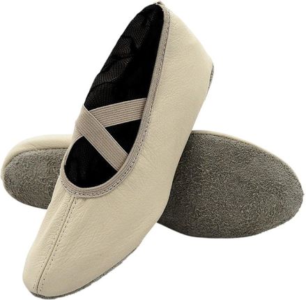 Skórzane baletki do tańca gimnastyki beżowe