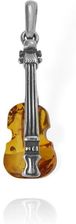 Zdjęcie Piękny Srebrny Oksydowany Wisiorek - Gitara z Bursztynem - Maków Podhalański
