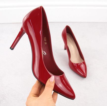 Czółenka szpilki lakierowane czerwone Sergio Leone 1339