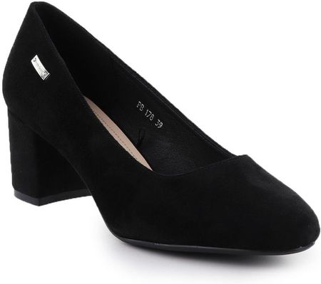 Czółenka na słupku zamszowe czarne Sergio Leone PB178