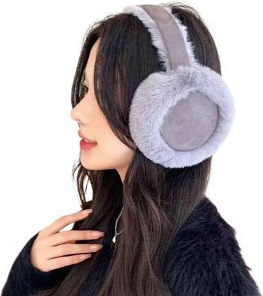 NAUSZNIKI ZIMOWE FUTERKO CIEPŁE MIĘCIUTKIE SZARE