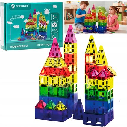 Springos Klocki Konstrukcyjne Dla Dzieci Magnetyczne Do Budowania Zestaw 120 El.