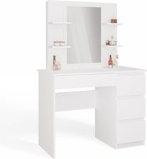 Zdjęcie Toaletka z LUSTREM 4 Szuflady 4 Półki BIAŁA Do Sypialni - Płoty