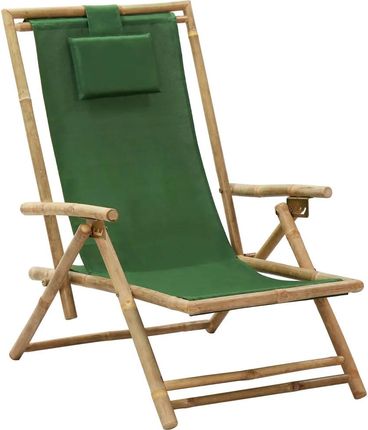 Gravora Składane krzesło relaksacyjne bambusowe zielone 64x89x(71-94) cm (G09214337)