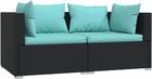 Gravora Modna sofa 2-osobowa czarna z akwamarynami 140 x 70 x 60,5 cm (G06214373)