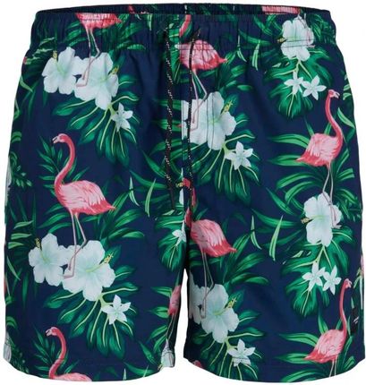 Duże męskie spodenki szorty kąpielowe wzorzyste Jack & Jones 12278713 granatowe