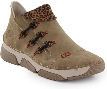 Botki damskie zmotywem panterki beżowe Rieker 45983-64