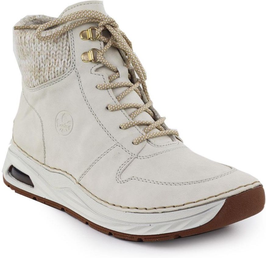Rieker 44555 Stivali Stringati Donna, Beige, Con Cerniera E Suola Antiurto