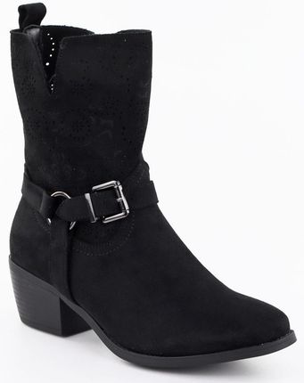 Botki damskie zamszowe kowbojki czarne M.Daszyński MR1921-47