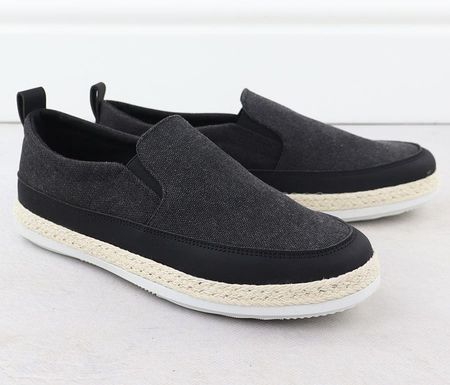 Półbuty męskie espadryle wsuwane czarne Nowacki 0017-T