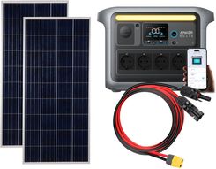 Zdjęcie Zestaw: przenośna stacja zasilania Anker Solix C1000X 1056Wh 1800W + 2 x panel fotowoltaiczny Volt Polska POLI 180W 18V [1480x670x35x30mm] + kabel 10m - Pyskowice