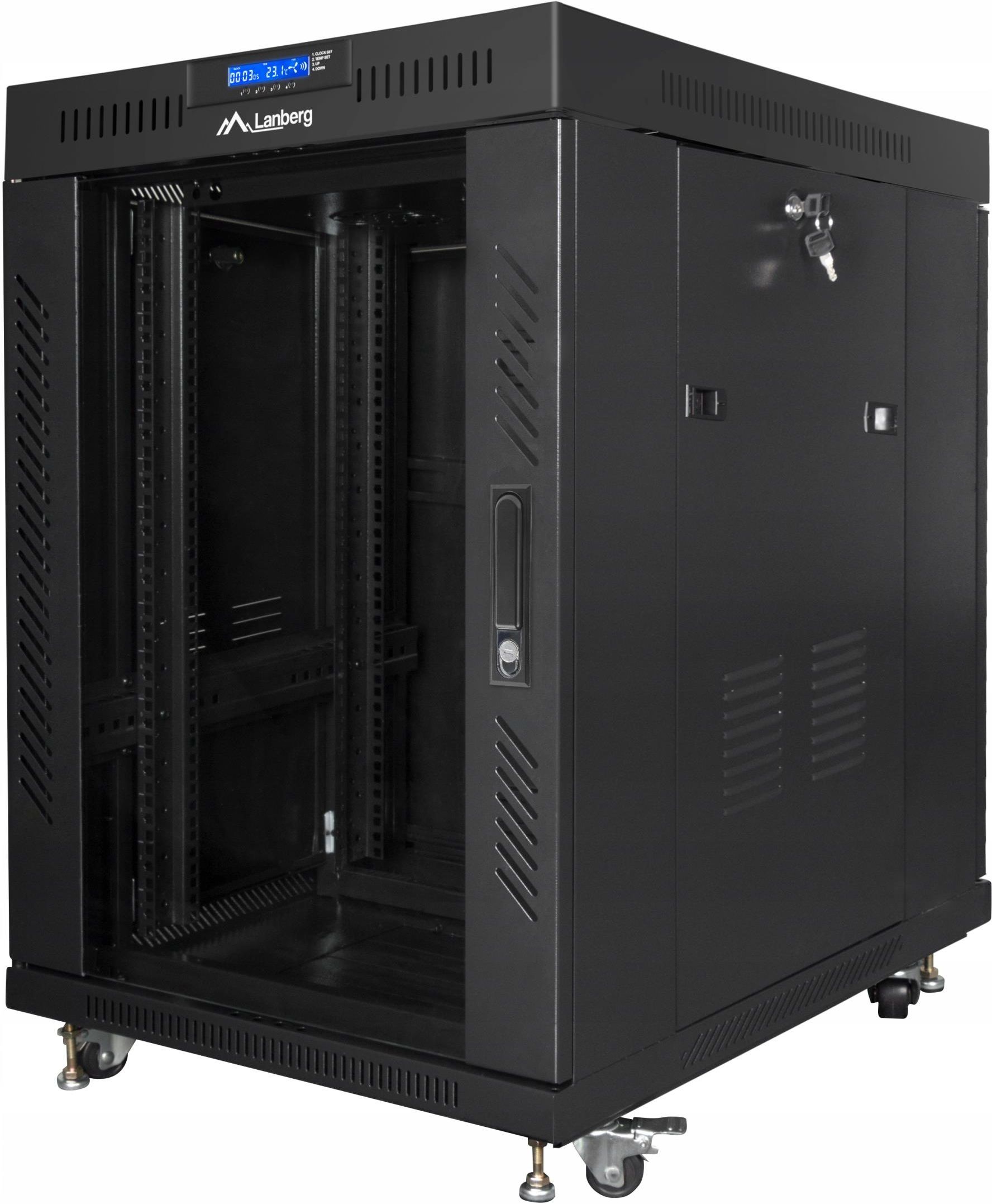 Lanberg Szafa Rack Stojąca 19 15U 600X800 Czarna Drzwi Szklane LCD V2 ...