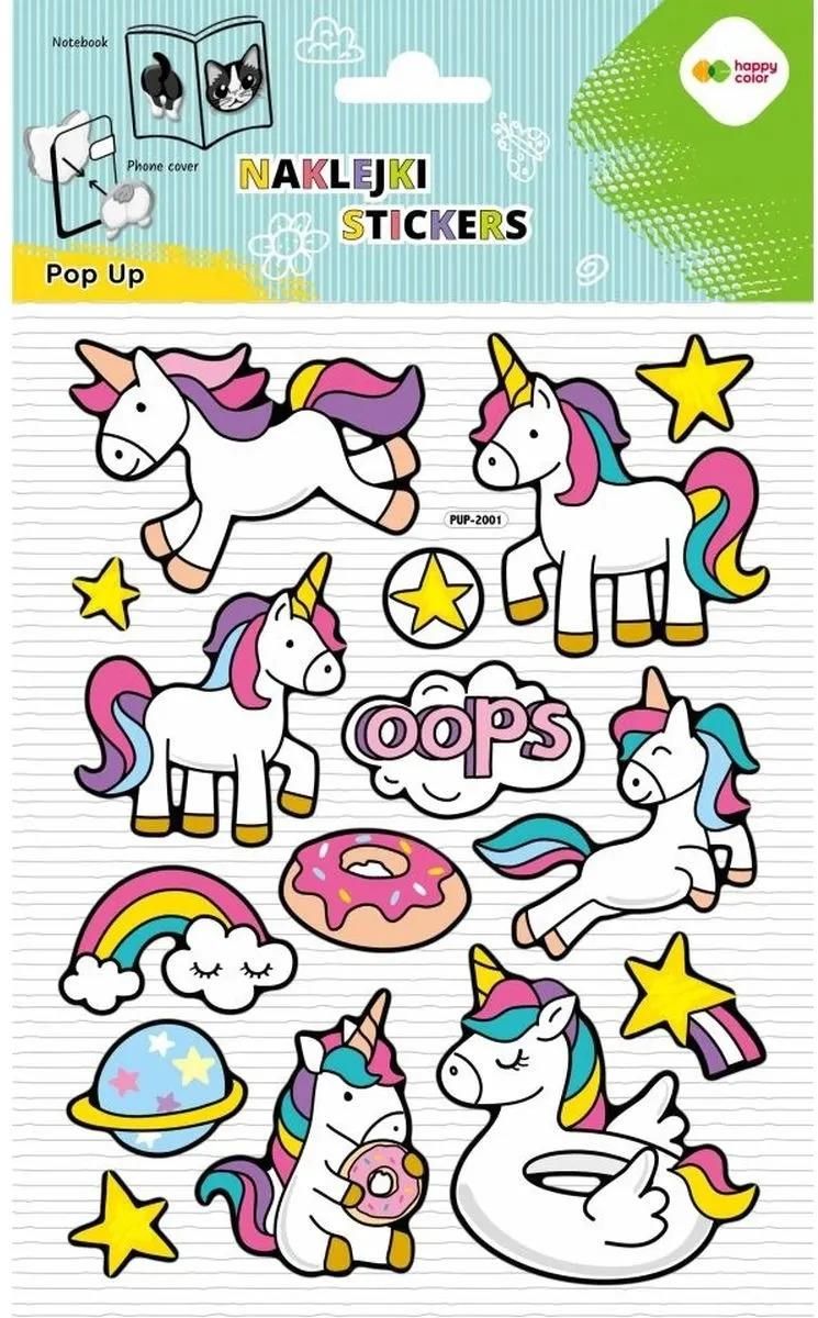 Zdjęcie Naklejki 3D Pop Up Unicorns Fun 146X240mm Happy Color - Kraśnik