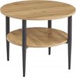 Agtrade Okrągły Stolik Kawowy Loft Industrialny Nowoczesny 60Cm Z Półką Dąb