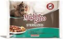 Zdjęcie Italian Trade Morando Migliorgatto Sterilized Mokra Porcja Kot/Kawałki W Galarecie Łosoś/Ryba/Krewetki Saszetka 4X85g - Czchów