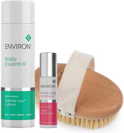 Environ Super Moisturiser + Derma-Lac Lotion + Szczotka Topestetic Zestaw Nawilżacz Do Twarzy 50ml + Nawilżacz Do Ciała 200ml + Szczotka Do Masażu