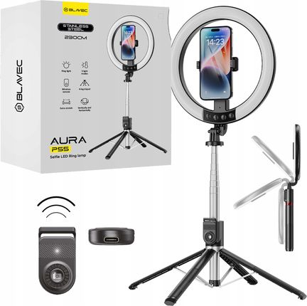 Blavec Mocna Lampa Pierścieniowa 25Cm Ring Led Statyw 230 Cm