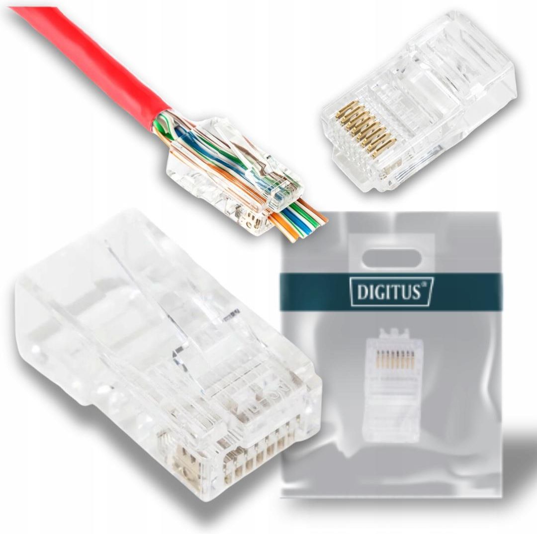 Digitus Wtyk RJ45 Końcówki Wtyczka Wtyki 1X 8P8C Utp CAT.5E KAT.5E ...
