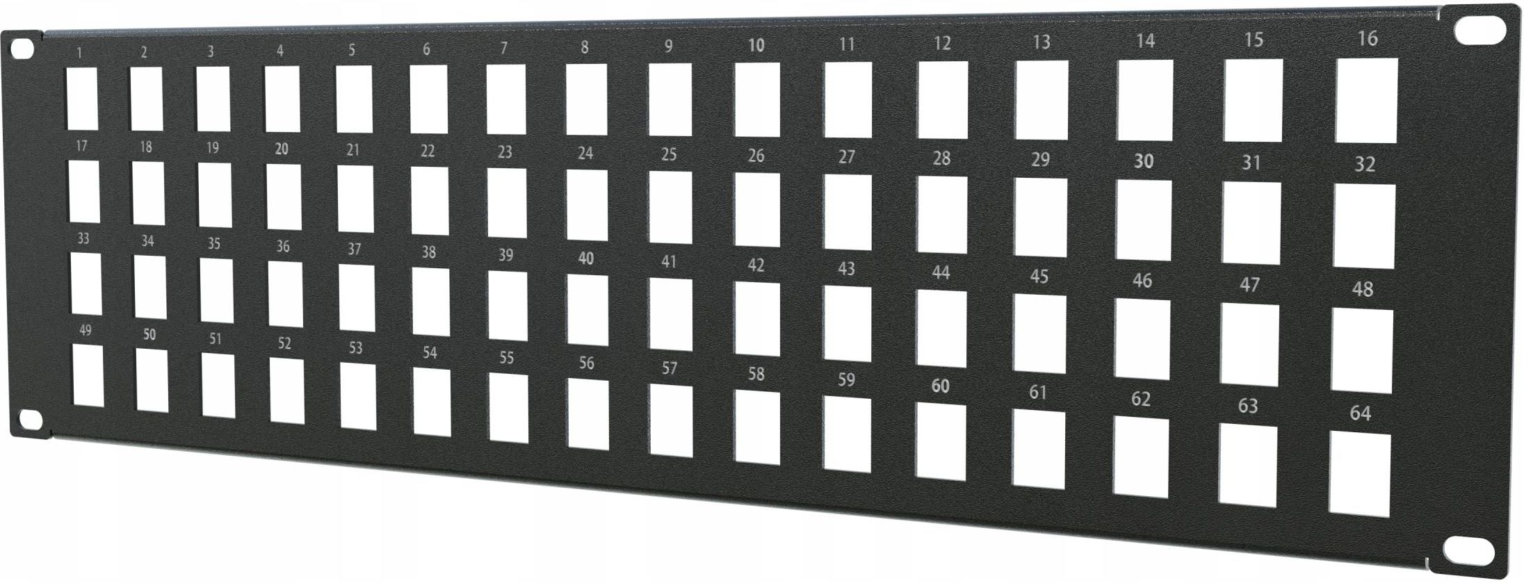Stalflex Patch Panel Rack 19 3U 64 Sloty Czarny do Szaf Sieciowych Rack ...