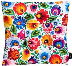 Zdjęcie Poduszka na krzesło Folkowa - Wzory Łowickie Biała 45x45 cm Folkstar - Pszczyna