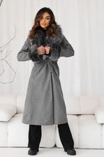 Zdjęcie Płaszcz wiązany w pasie grafitowy - L - Łask