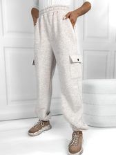 Zdjęcie Spodnie bojówki ocieplane BEŻ MELANŻ 6631 - M/L - Zelów