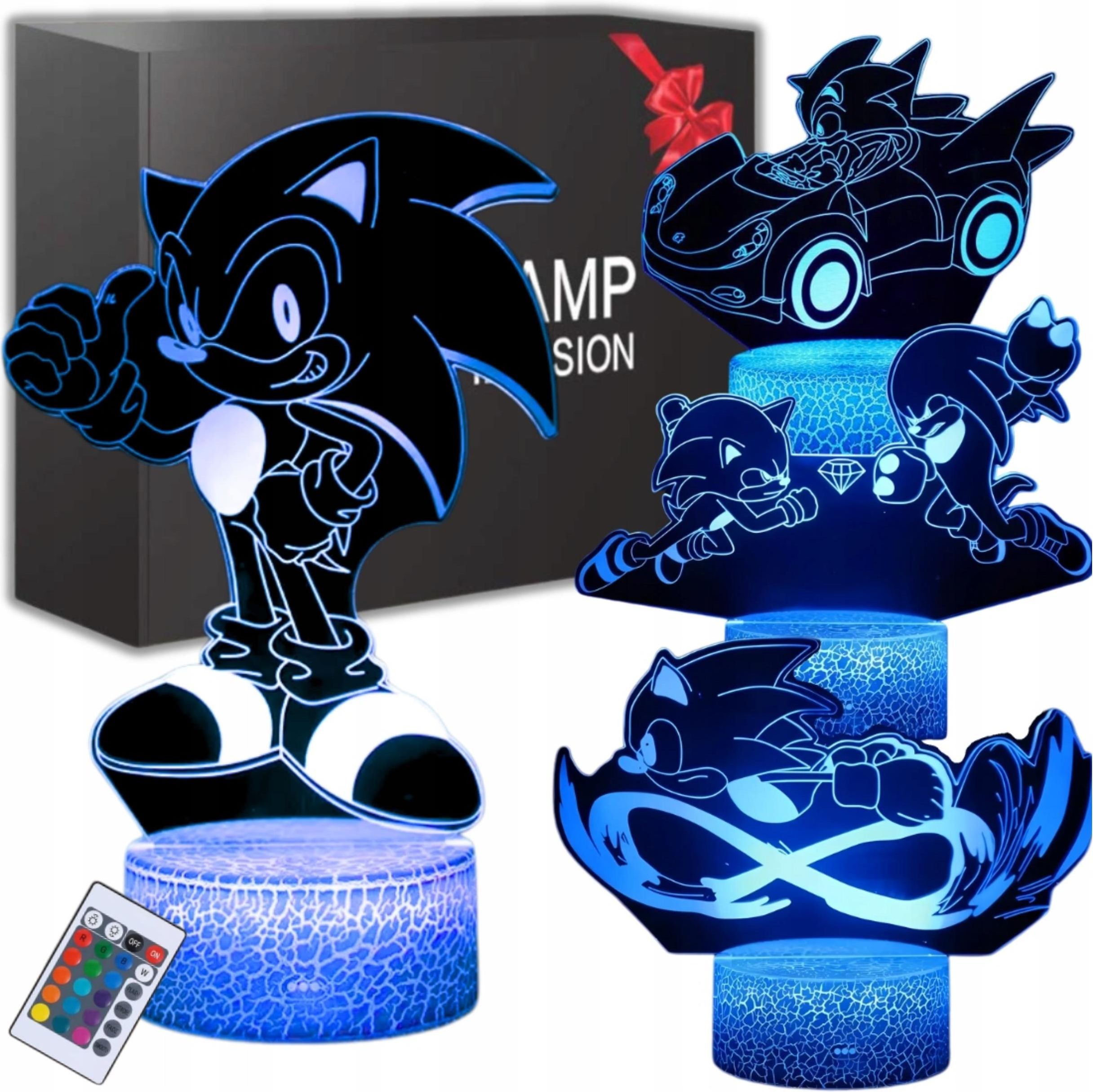 Senic Led Light Box Lampka 3D Sonic 4 Hologramy Dla Dzieci Nocna Biurko Led 7 Kolor Usb ...