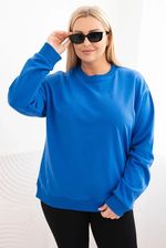 Zdjęcie Bluza damska pętelkowa Plus Size bawełniana basic z okrągłym dekoltem chabrowa - XL - Zelów