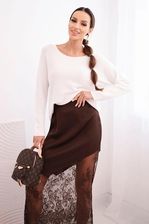 Zdjęcie Spódnica damska wiskozowa z koronką brązowa - Zduńska Wola