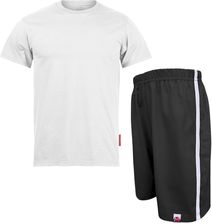 Zdjęcie STRÓJ NA WF SPORTOWY GIMNASTYCZNY DLA CHŁOPCA KOMPLET BIAŁA KOSZULKA KRÓTKI RĘKAW KRÓTKIE CZARNE SPODENKI BAWEŁNA MARCINKOWSKI 134 - Pieniężno