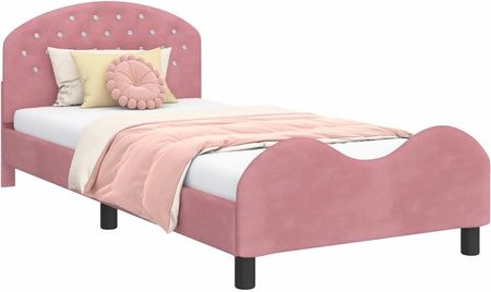 vidaXL Łóżko Dziecięce z Ramą i Zagłówkiem Różowy 80x200 cm Aksamit (42011116)