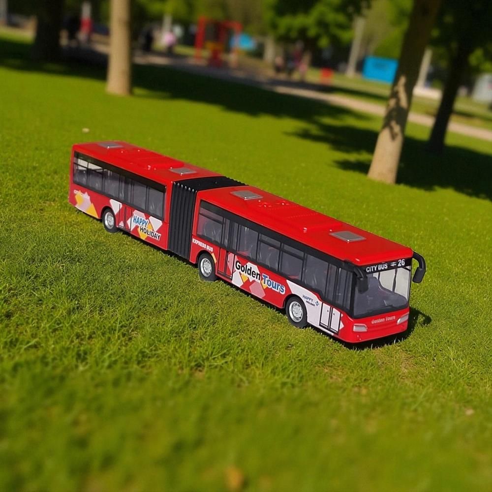 Metalowy Autobus Miejski Przegubowy 23 CM Czerwony Model Zabawka Dla ...
