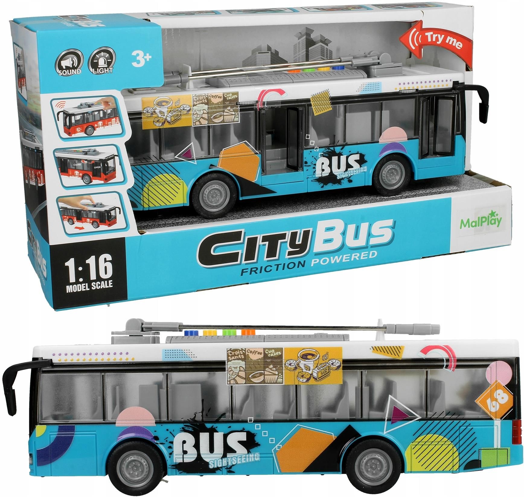 Stator Autobus Z Otwieranymi Drzwiami Trolejbus Miejski Zabawka Napęd ...