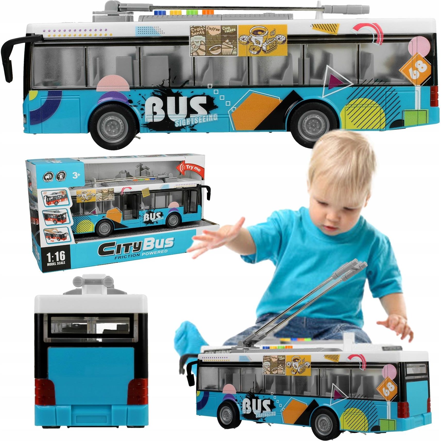 Stator Autobus Z Otwieranymi Drzwiami Trolejbus Miejski Zabawka Napęd ...