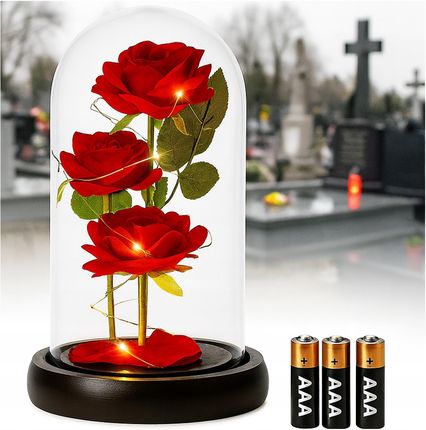 Elegancki Nowoczesny Znicz, Róza Wieczna Led Na Cmentarz, Grób Dla Rodziców