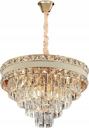 Toolight Lampa Sufitowa Wisząca Kryształ Żyrandol Złota Glamour Do Salonu 50Cm 7Xe14 (OSW08942)