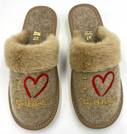 Kapcie Damskie Dla Babci Pantofle Z Futerkiem Haft Maximus r 37