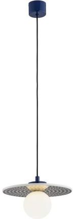 Argon Lampa Wisząca Ceramika Bolesławiec Płaska Niebieska Ręcznie Zdobiona Boll 8950 X awcu