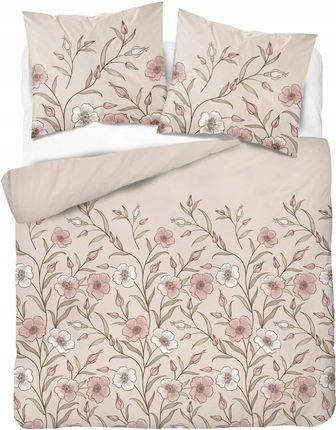Detexpol Pościel Flanelowa Flanela 160X200 Kwiaty Beżowa Gruba 160G (5633B)