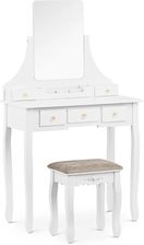 Zdjęcie Toaletka Z Lustrem Prostokątnym I Taboretem 5 Szuflad Biała Uniprodo Uni_Dws_02 - Zbąszyń