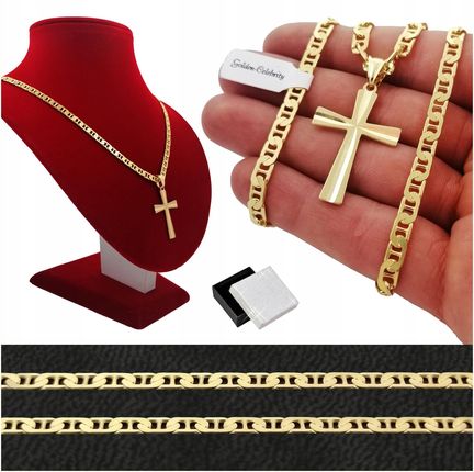 Golden Celebrity Złoty Łańcuszek Męski Z Krzyżykiem 925 585