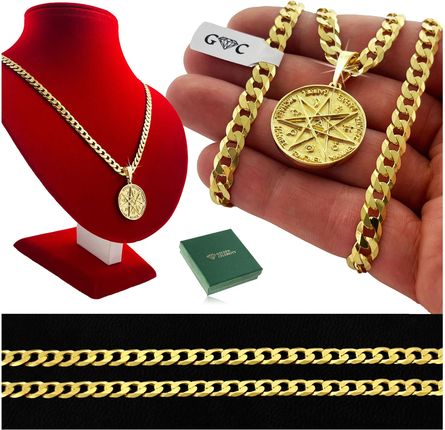 Golden Celebrity Złoty Łańcuszek Męski Pancerka Talizman 7 Archaniołow, Srebro Pozłacane