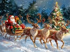 Zdjęcie Norimpex Diamentowa Mozaika Mikołaj W Saniach I Renifer 30X40Cm Kreatywne Diamenty NO2003019 - Mysłowice
